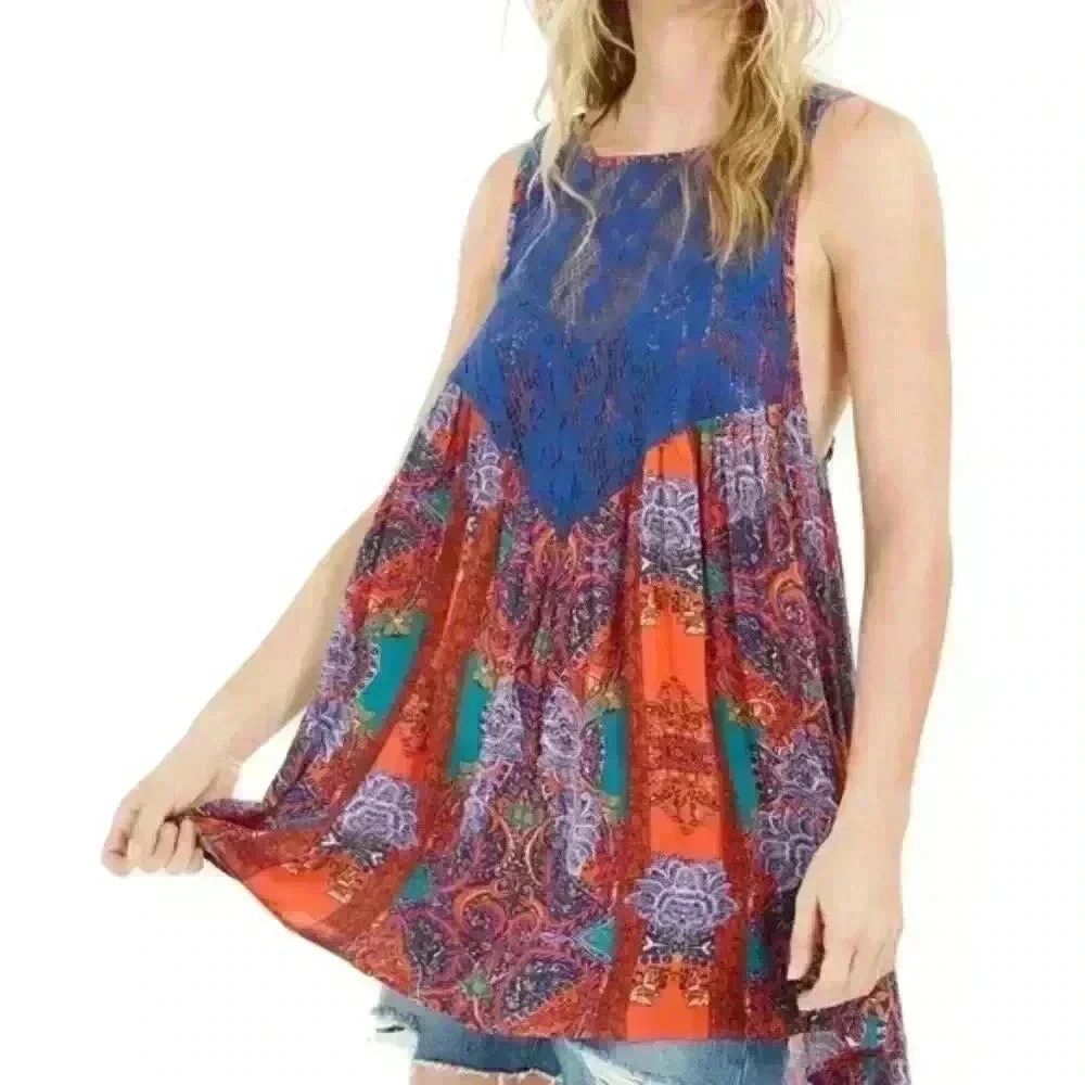 FREE People Count Me In Trapeze Mini Dress Hot Red